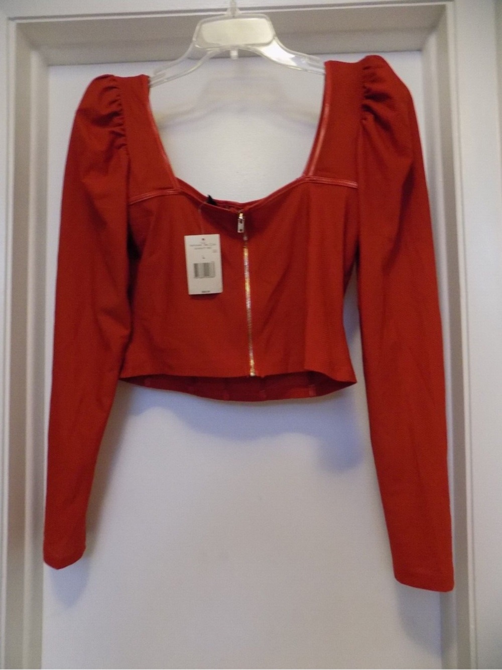 Guess Red Long-Sleeve Corset Knit Top - Picture 3 of 3